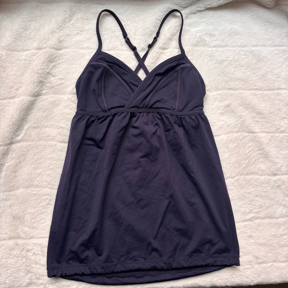 Lululemon Rehearsal Tank Built-in Bra Flowy Black Swan (Size 2)